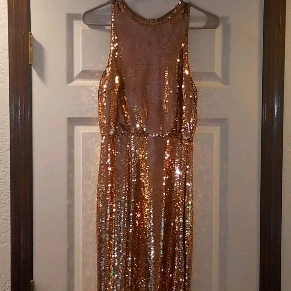 Gold Sequin Evening Dress